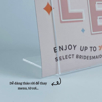 Kệ mica 1 mặt Enter F04-P 75x100mm A7 đứng, Kệ menu chữ L, Khung thông tin sản phẩm, Khung bảng giá, Kệ trưng bày để bàn