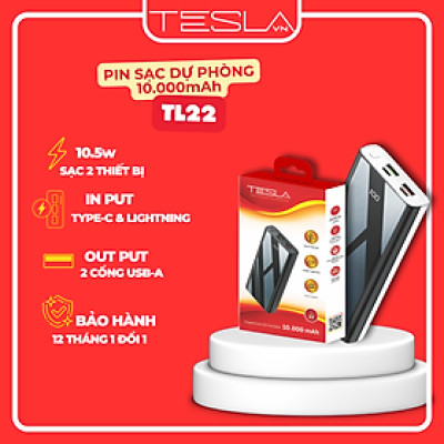 Pin sạc dự phòng hàng chính hãng TESLA TL22  màn hình Led 10.000mAh | Bảo hành 12 tháng 1 đổi 1 | Made in Việt Nam