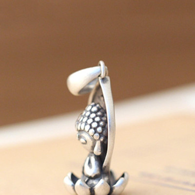 Charm bạc mặt dây chuyền phật ngồi đài sen treo - Ngọc Quý Gemstones