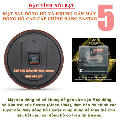 Đồng Hồ Treo Tường KIM TRÔI DẠ QUANG EASTAR – Số Nổi 3D – Tặng Pin Maxell - Bảo Hành 1 Năm