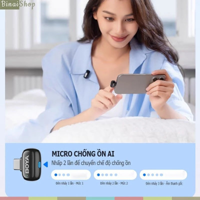 BOYA Mini (Bản Mới 2024) - Micro Đầu Ngón Tay Không Dây, Kẹp Áo, Dùng Cho Điện Thoại, Bắt Xa 100m, Chống Ồn - Hàng chính hãng