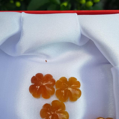 Mặt Bông Hoa cỏ 4 lá màu vàng cam nữ phối vòng tay,làm mặt nhẫn Chất liệu đá cẩm thạch size hạt 14mm x dầy 6mm Nữ về phối với vòng tay của mình đeo hay làm mặt nhẫn mặt dây chuyền đeo xinh ạ