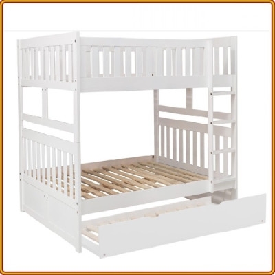 Giường 3 tầng Tundo màu trắng cầu thang treo 1m2