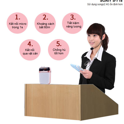 SOAIY Máy trợ giảng không dây SOAIY S-718 (2.4G) - Hàng Nhập Khẩu