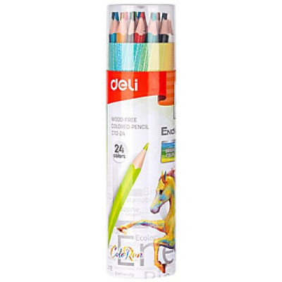 Hộp Tròn 24 Bút Chì Màu Deli EC112-24