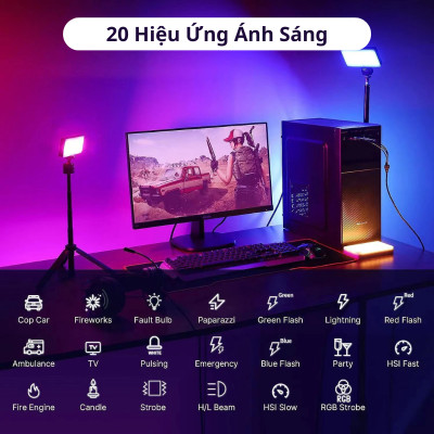 Đèn led RGB Z1 hỗ trợ ánh sáng quay, chụp ảnh có kèm phụ kiện gắn thiết bị - Hàng chính hãng