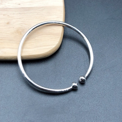 Lắc Tay Vòng Tay Nữ Trơn Đặc  Bạc Ta Nguyên Chất S99 Bạc Hiểu Minh LTU501