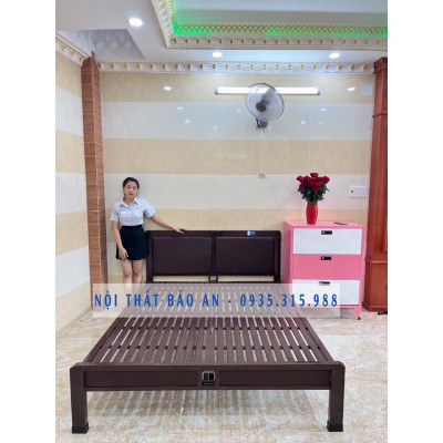 Giường sắt khung hộp kiểu mới bọc simili - Kích thước 1m6x2m - Giao hàng nhanh HCM