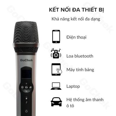 Mic hát karaoke không dây GoChek GC - HH24, Micro karaoke online/ phòng họp/ Karaoke trên ôtô, kết nối đa thiết bị và mọi loại loa - Hàng chính hãng