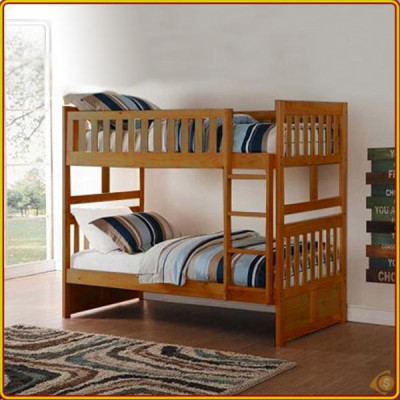 Giường 2 tầng Tundo màu vàng kèm 2 hộc tủ trên 1m4 dưới 1m4