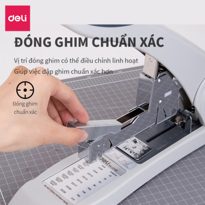 Dập ghim Deli, cỡ lớn 210 trang, Đen, Xám - 1 cái E0395