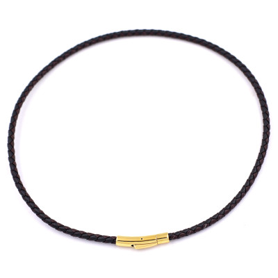 Vòng cổ dây da mặt Văn Thù Bồ Tát đá Obsidian 5cm - Phật bản mệnh tuổi Mão