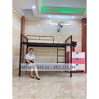 Giường sắt tầng hộp màu nâu 0.8m; 1m; 1m2 x 2m, tháo lắp dễ dàng