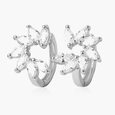 Khuyên tai bạc 925 Mặt Trời toả nắng 7 đá chủ long lanh lung linh lấp lánh nổi bật Dế Bạc - K5824