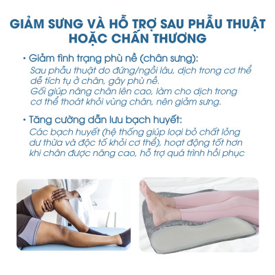 Gối kê chân chống suy giãn tĩnh mạch NIN House chống phù nề, tê bì memory foam cao cấp