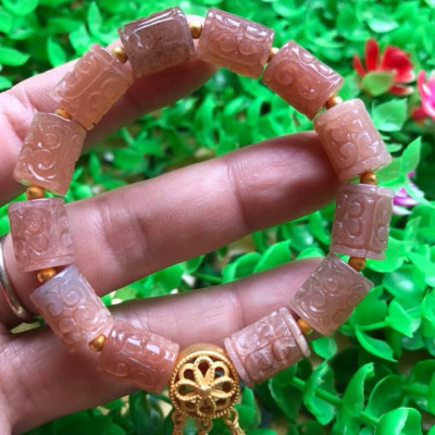 Vòng Tay phong Thủy may mắn tài lộc kiểu Đá Lu Charm mặt trời thiên nhiên vip  Size 9mm x dài 12mm hàng cao cấp nữ đeo tay sang lắm luôn ạ  100% đá thiên đeo vào may mắn tốt sức khỏe tim mạch và đẹp ạ