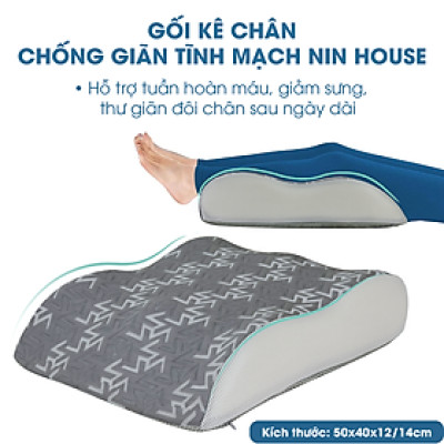 Gối kê chân chống suy giãn tĩnh mạch NIN House chống phù nề, tê bì memory foam cao cấp