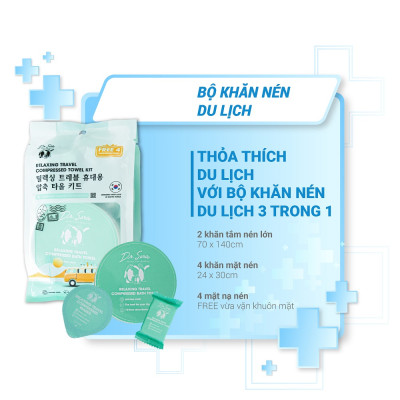 Combo Khăn Nén Dr.Sera Khăn Tắm và Khăn Mặt Du Lịch Tiệt Trùng Đa Năng