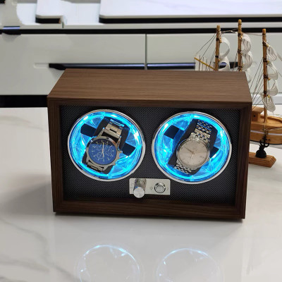 ￼Hộp xoay đồng hồ cơ tự động quay automatic chất liệu gỗ óc chó cao cấp W166