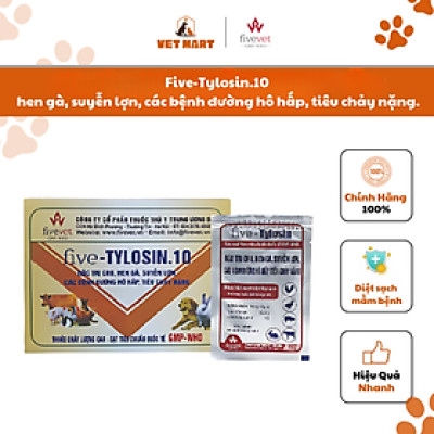 Five-Tylosin.10 Giải pháp cho CRD, hen gà, suyễn lợn, các bệnh đường hô hấp, tiêu chảy nặng.