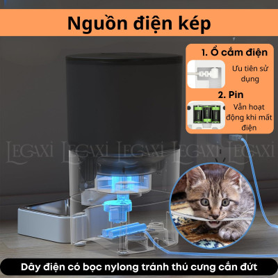 [XÃ LỖ] Máy Cho Ăn Tự Động Chó Mèo Pet Thú Cưng Dung Tích 6 Lít Camera Kết Nối Bluetooth App Ghi Âm Dudupet Cat Dog Legaxi