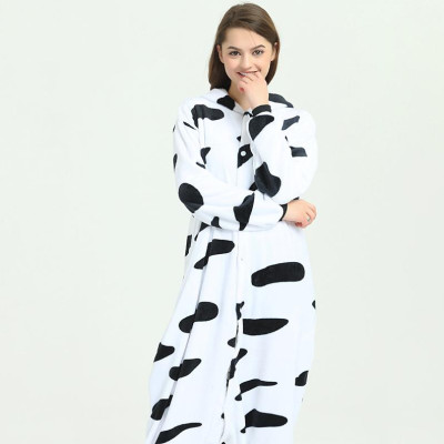 Bộ đồ ngủ hình thú bò sữa 1907 liền thân lông mịn Pijama Động Vật Hoạt Hình cho trẻ em người lớn Cosplay