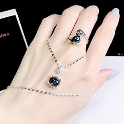 Bộ trang sức bạc mặt đá hồ ly MS140