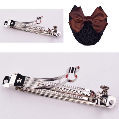 Kẹp tóc búi phối lưới đính nơ chất liệu vải satin