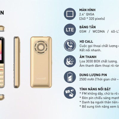 Điện thoại Masstel Izi 56 4G (LTE) Gọi HD Call ,Pin khủng ,loa lớn - Hàng Chính Hãng