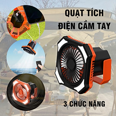 Quạt tích điện cầm tay 3 chức năng điều khiển từ xa kết hợp đèn pin sạc USB type C Legaxi