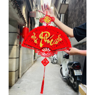 Dây Treo Trang Trí Tết Hình Quạt , Liễn Khánh Trang Trí Nhà Cửa, Dây Treo Chữ Chất Liệu Nhung Đẹp Bền - HÀNG CHÍNH HÃNG MINIIN