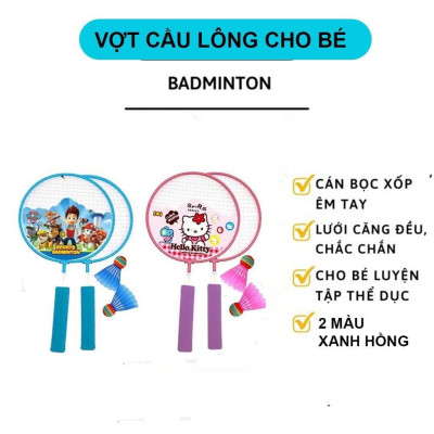 Bộ 2 Vợt Cầu Lông Cho Bé, Kích Thước 43x23cm, Tặng Kèm 2 Quả Cầu, Vợt Cầu Lông Trẻ Em, Đồ Chơi Trẻ Em HT SYS, Hàng Nhập Khẩu