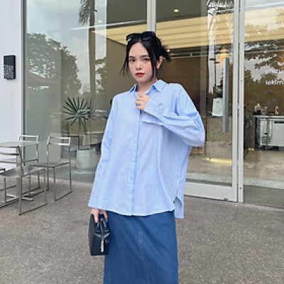 Áo sơ mi kẻ sọc cách điệu hai bên Aiko Miều Est.2013