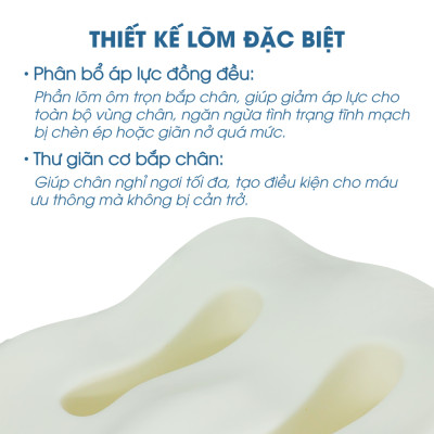 Gối kê chân chống suy giãn tĩnh mạch NIN House chống phù nề, tê bì memory foam cao cấp