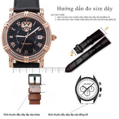 Dây đồng hồ Da Cá Sấu Đen Size 12/13/14/15/16/17/18/19/20/21/22/23/24/25/26mm - Dây Đeo Da Cá Sấu Thật 100% - Bảo Hành 12 Tháng