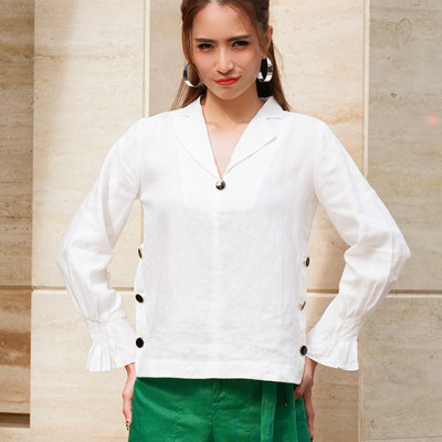 Áo Cổ Ve Linen Vinca TOP148 Thời trang thiết kế Hity