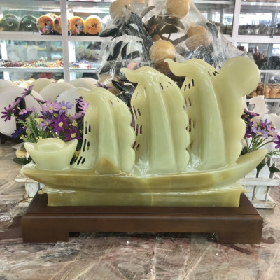 Tượng thuận buồm xuôi gió phong thủy đá ngọc Onyx trang trí phòng khách, bàn làm việc