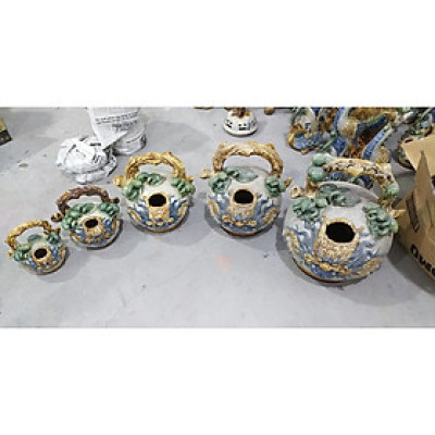 Bình vôi men rạn đắp nổi gốm Gia Hưng Bát Tràng( nhiều kích cỡ)