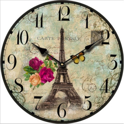 Đồng hồ treo tường hoa hoa hồng Vintage hot Đường kính 20cm