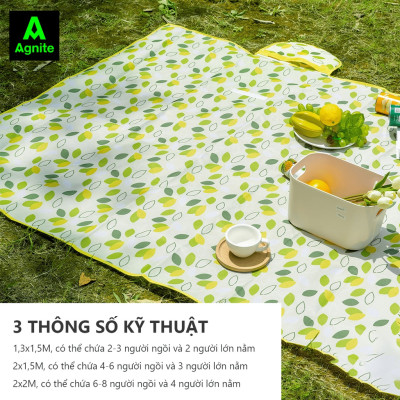 Thảm picnic, thảm dã ngoại chính hãng Agnite, thảm decor chống nước, nhiều màu đa kích thước dễ dàng gấp gọn như 1c túi
