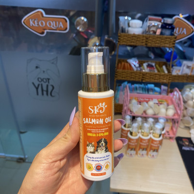 Dầu cá hồi cho chó mèo Salmon Oil SHD dưỡng lông mượt lông ngăn ngừa rụng lông tăng đề kháng chai 100ml