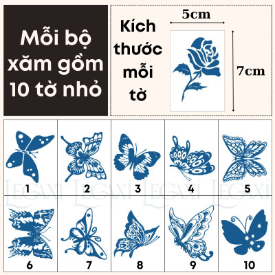 10 Hình Xăm Dán Lâu Trôi 15 Ngày Tạm Thời Hoa Hồng Hoa Sen Bướm Xăm Tay Chân Unisex Thời Trang Legaxi