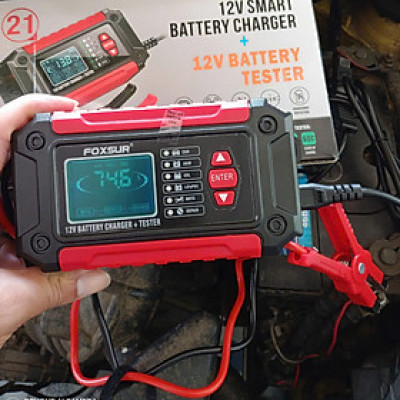 Hàng Nhật: Bộ Sạc Và Test Bình Ắc Quy Thông Minh 2IN1 FOXSUR 12V Công Nghệ Hiện Đại