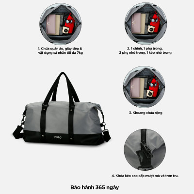 Túi xách nữ đeo vai du lịch đa năng, túi tập gym / yoga siêu nhẹ, túi đeo vai đi bơi vải oxford chống thấm IDIGO UF6 - 4324