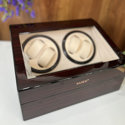 [BH 2 Năm Động Cơ] Hộp Đựng Đồng Hồ Cơ 4 Xoay Và 6 Trưng Bày Gỗ Sơn Bóng