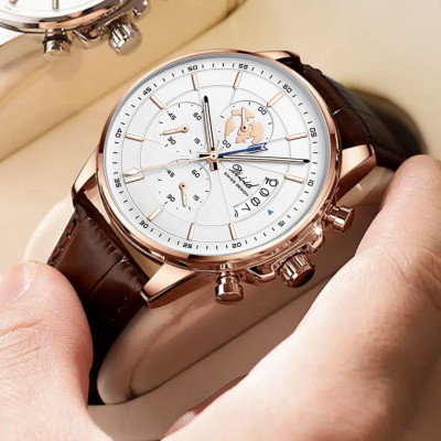 Đồng hồ nam chống nước DIZIZID chính hãng dây da cao cấp - Chạy full 6 kim và lịch ngày - Chống nước tốt - Kim dạ quang - Tặng kèm pin dự phòng DZDT69