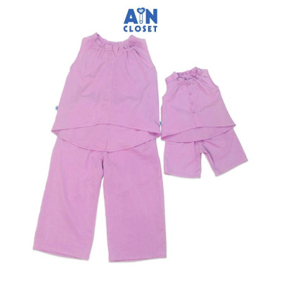 Bộ quần áo lửng cho mẹ Tím Lavender đũi xước - AICDMEQ5RT5K - AIN Closet