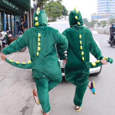 Bộ đồ liền thân hình thú Cá Sấu (Khủng long) xanh