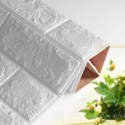 Combo 10 Xốp Dán Tường Giả Gạch 3d Kích Thước 77x70cm Có Keo Sẵn Cách Âm Cách Nhiệt, Chống Thấm Nước Màu Trắng