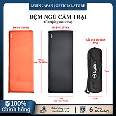 Lysin - đệm nằm dã ngoại (roonjgcm dày 8cm, chất liệu da lộn) tự bơm hơi thoảng mái chống thấm nước cắm trại ngoài trời, picnic du lịch camping có thể liên kết với nhau
